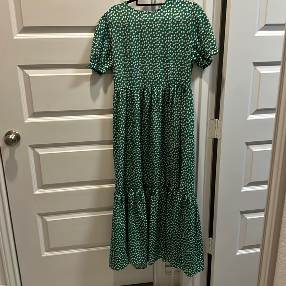 Green floral midi dress